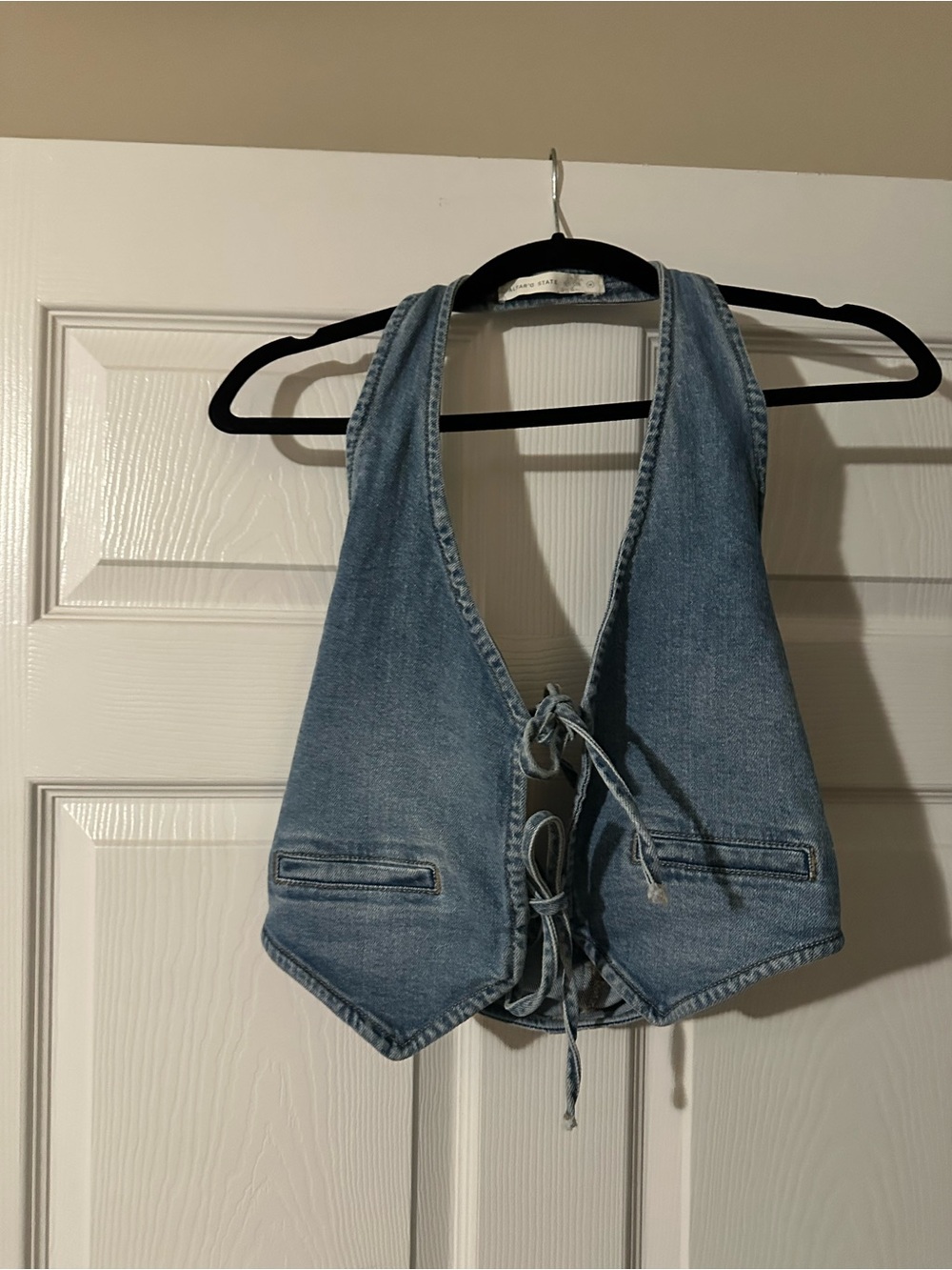 Altar'd State Light Blue Denim Lace-Up Halter Vest
